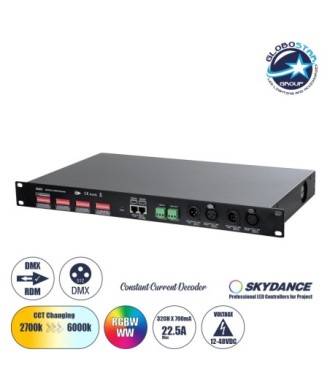 GloboStar® 71570 D32C SKYDANCE DC DMX & RDM Dimmer High Speed Controller - Constant Current Decoder 32 Καναλιών DC 12-48V 32 x 700mA 34W - Max 22.5A 1075W - IP20 Μ48 x Π26 x Υ5cm - 5 Years Warranty